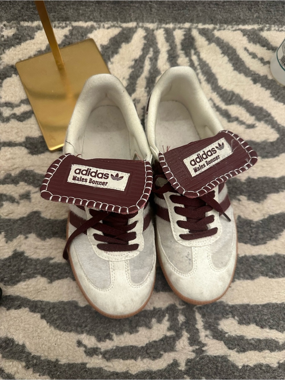 adidas White & Burgundy Retro Low-Top Sneakers
